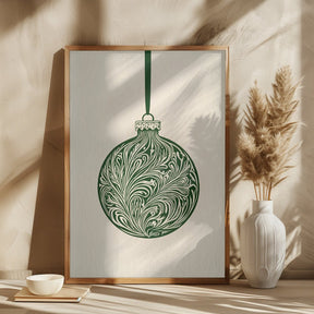 Olive Green Christmas Bauble Poster - Corkframes.com