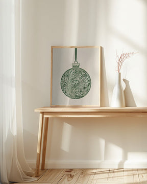 Olive Green Christmas Bauble Poster - Corkframes.com