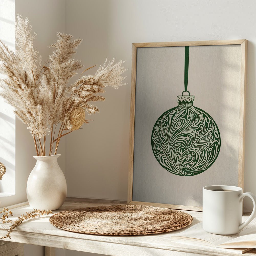 Olive Green Christmas Bauble Poster - Corkframes.com