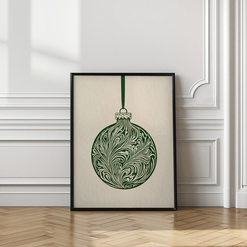 Olive Green Christmas Bauble Poster - Corkframes.com