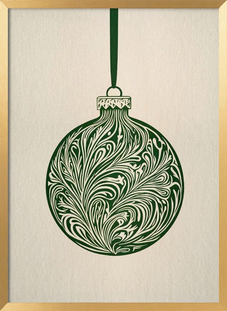 Olive Green Christmas Bauble Poster - Corkframes.com