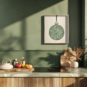 Olive Green Christmas Bauble Poster - Corkframes.com