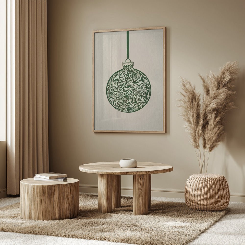 Olive Green Christmas Bauble Poster - Corkframes.com