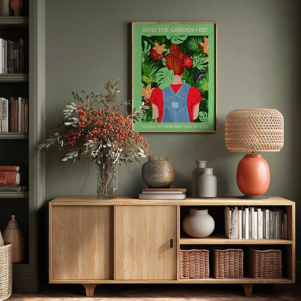 Into the Garden (redhead &amp; Light Green) Poster