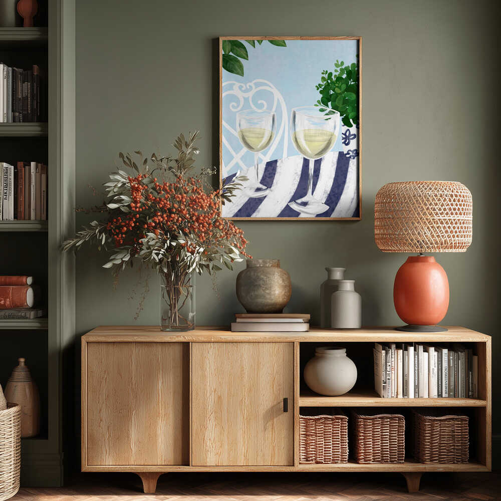 White wine under the tree Poster