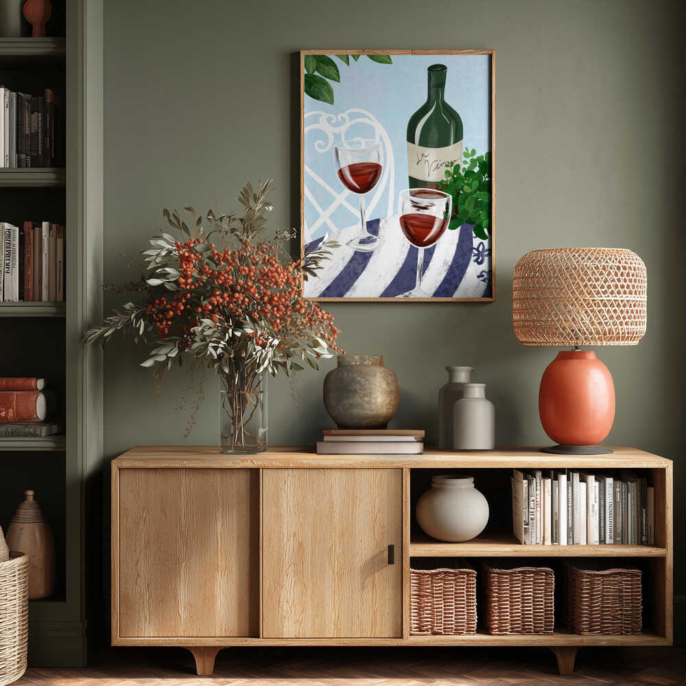Red wine under the tree Poster
