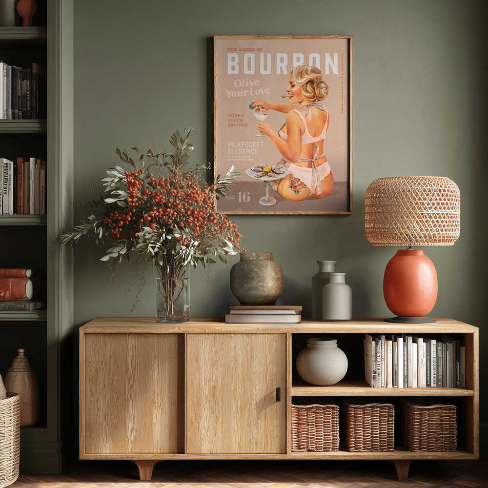 Bourbon Babe Vol 16 Vintage Vodka Martini Pin Up Girl Poster