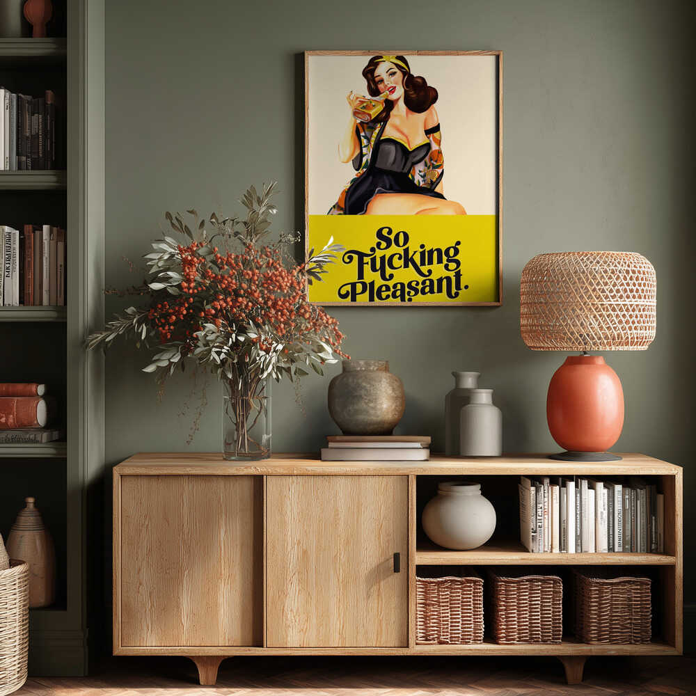 So Fucking Pleasant Art Deco Pinup Girl Poster