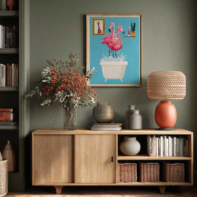 Flamingos In Bath Poster