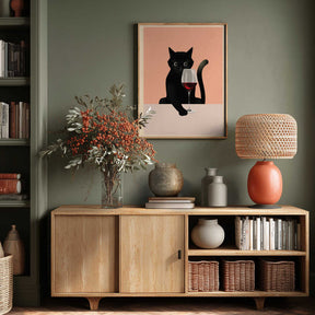 Cat &amp; Wine Poster