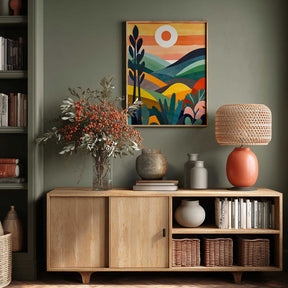 Sunrise Over Rolling Hills Poster