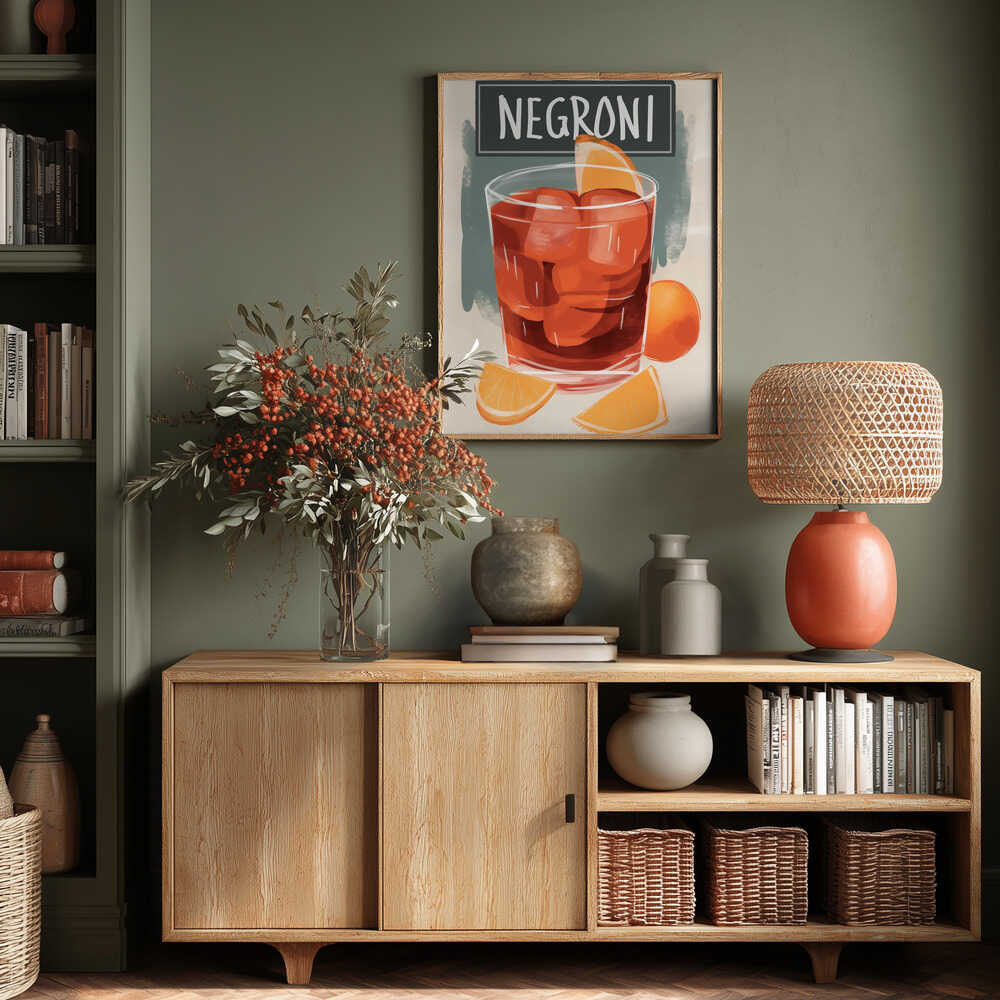 Vibrant Negroni Cocktail Poster