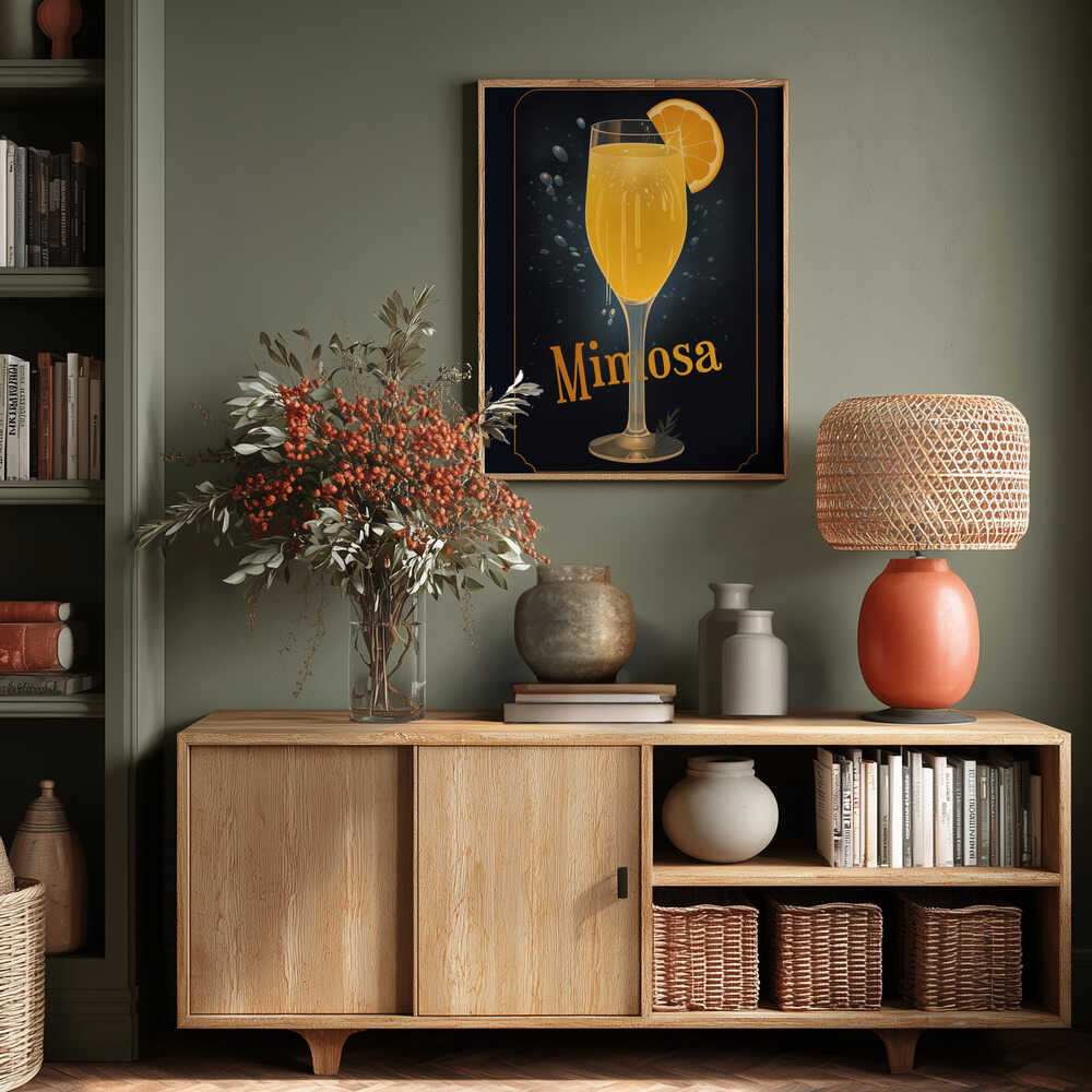 Vibrant Illustration Of A Mimosa Cocktail Poster