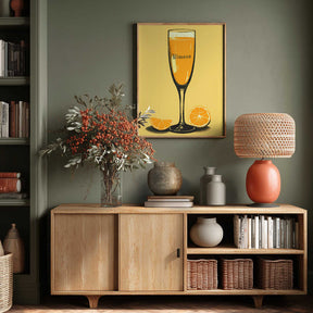 Illustration Of A Mimosa Cocktail Poster