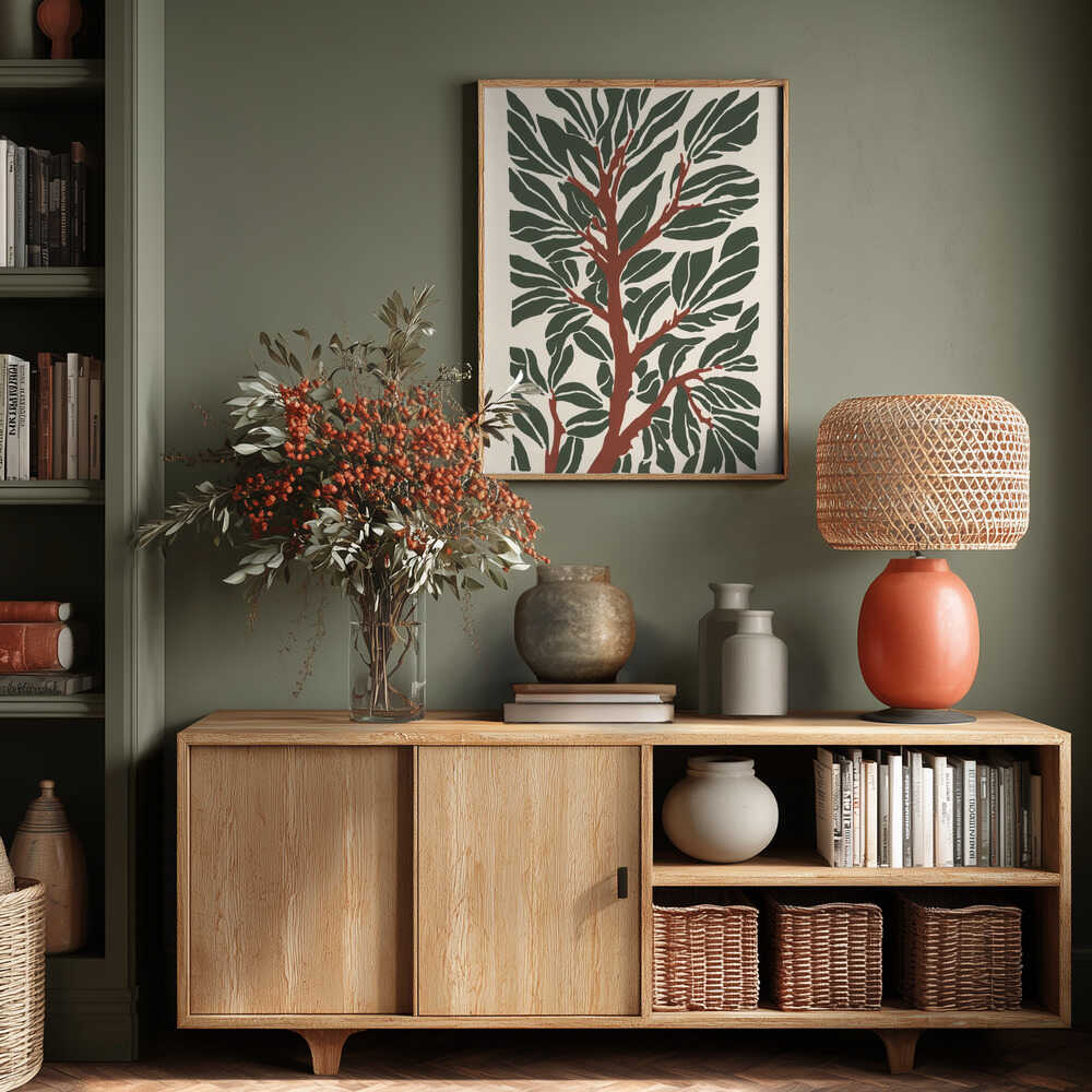 The Tree Branch with Green Leaves Poster