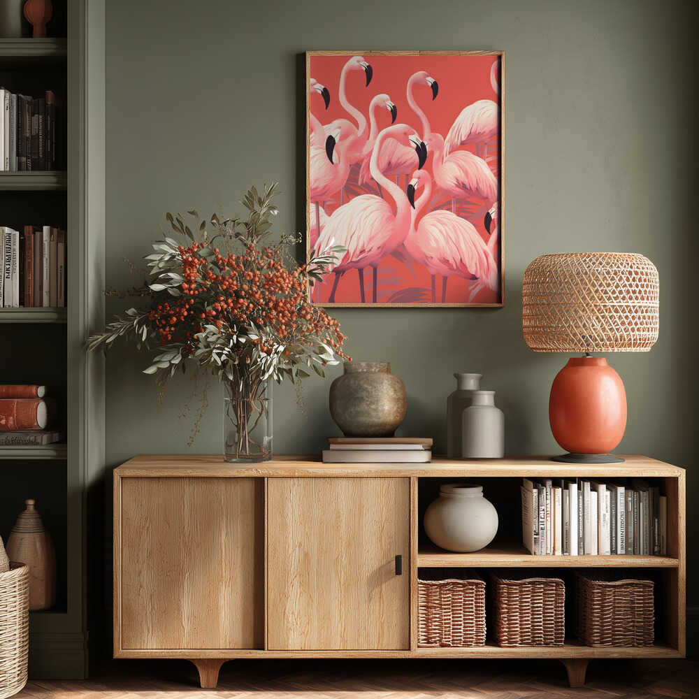 Vibrant Pink Flamingos Poster