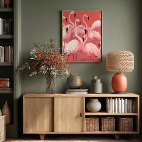 Vibrant Pink Flamingos Poster