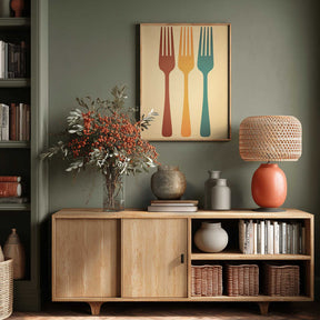 Colorful Fork Trio Poster