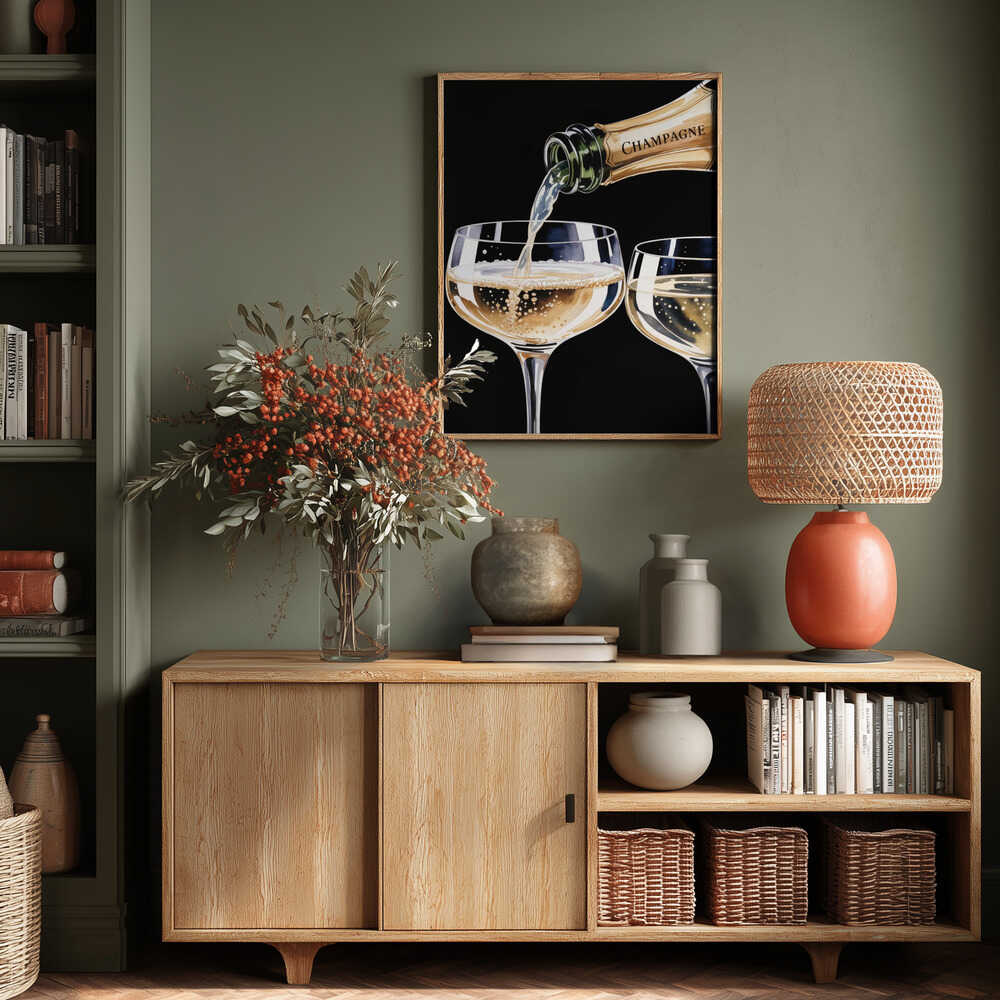 Pouring Champagne Poster