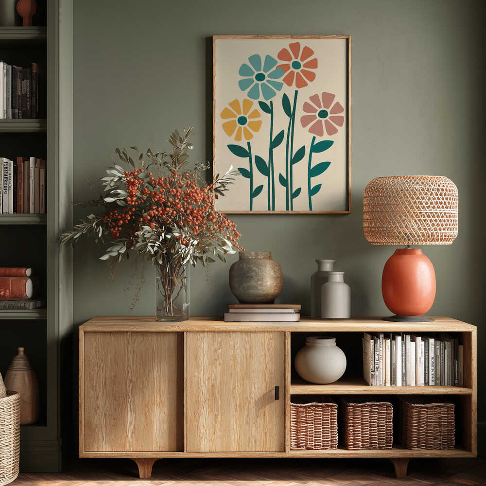 Boho Flowers Series No 5 Poster