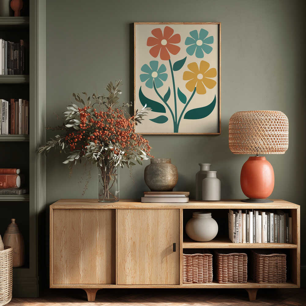 Boho Flowers Series No 4 Poster