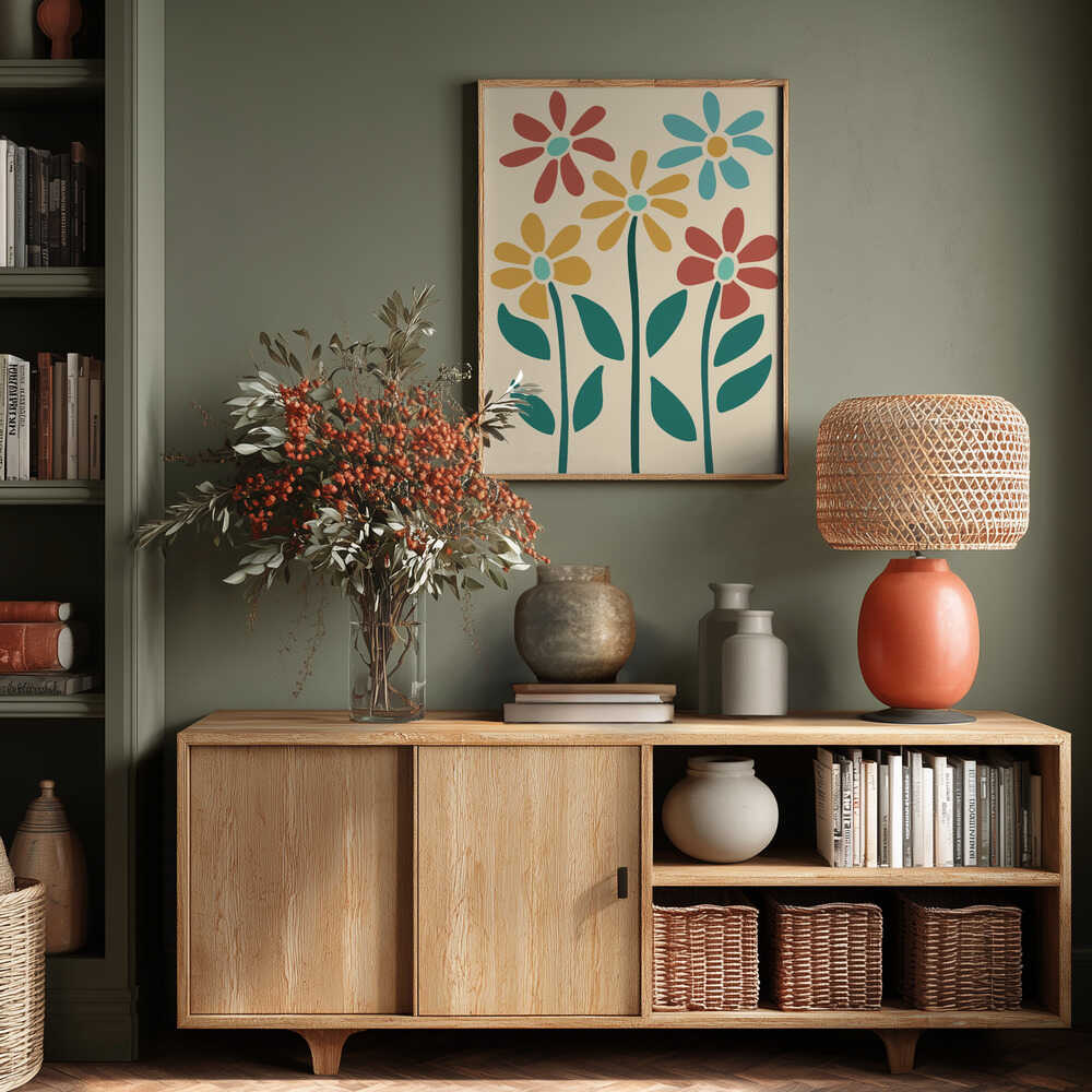 Boho Flowers Series No 3 Poster