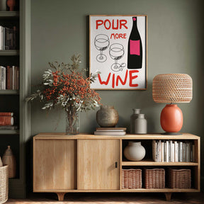 A4 Pour More Wine Pink 01.png Poster