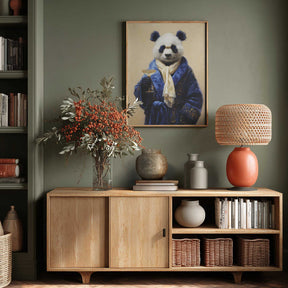 Panda In Blue Velvet Robe Poster