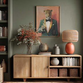 Leopard In Green Tuxedo Poster
