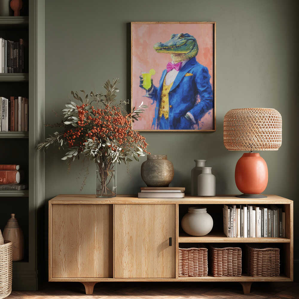 Crocodile In a Blue Suit Poster