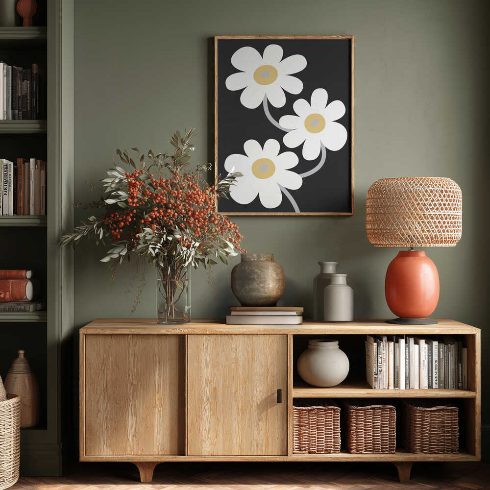 White Flowers In the Dark Poster