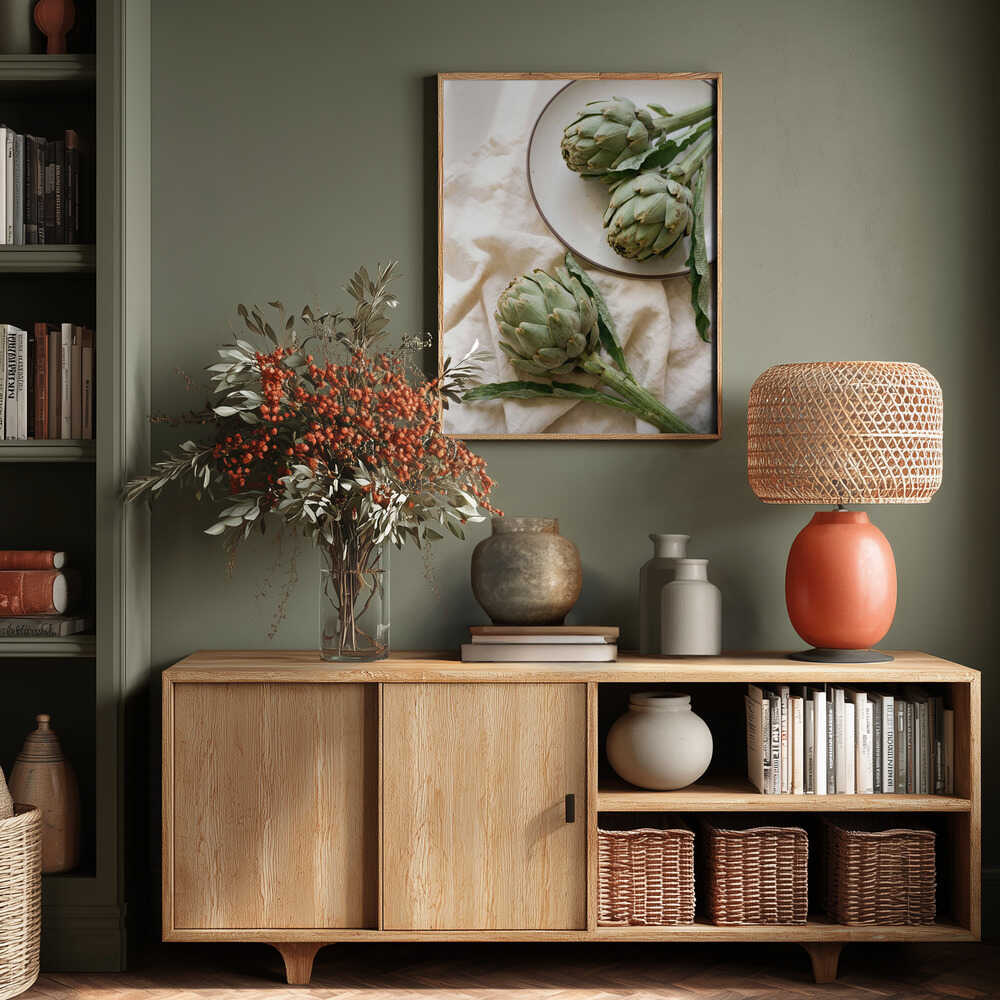 Three Fresh Artichokes Poster