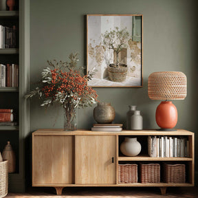 Small Olive Tree In a Wooden Barrel Poster