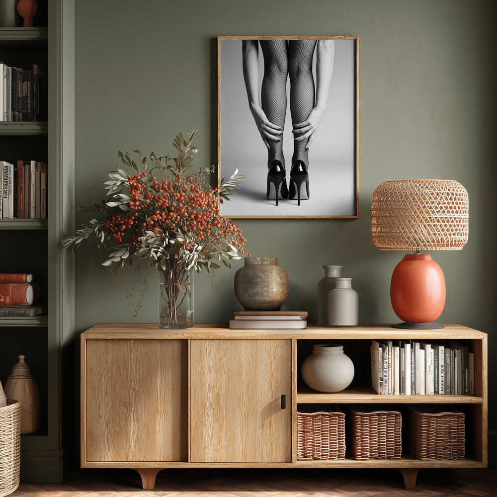 High Heels and Fishnet Stockings Poster