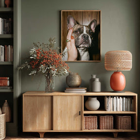 Petting a Frenchie Poster