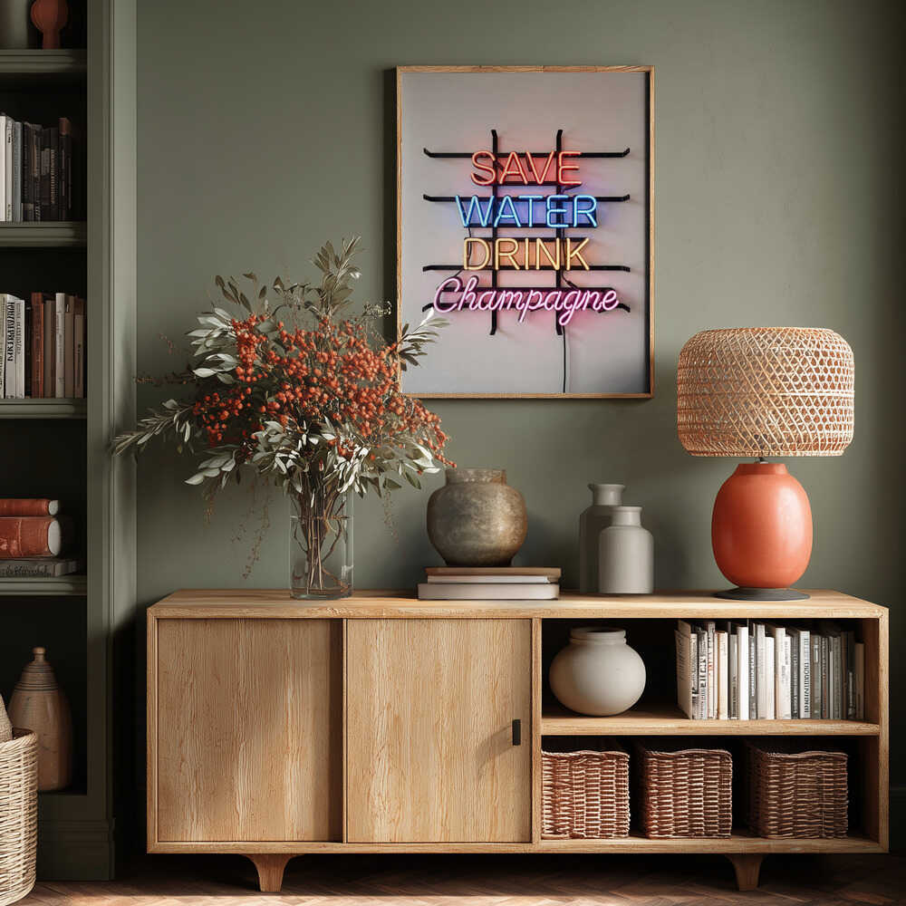 Save Water Neon Sign Poster