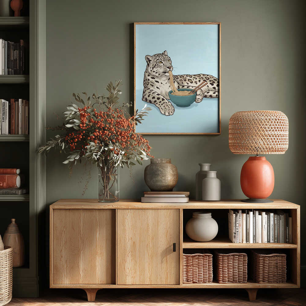 Noodle Snow Leopard Poster