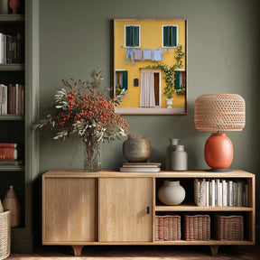 Yellow House Laundry Day Poster