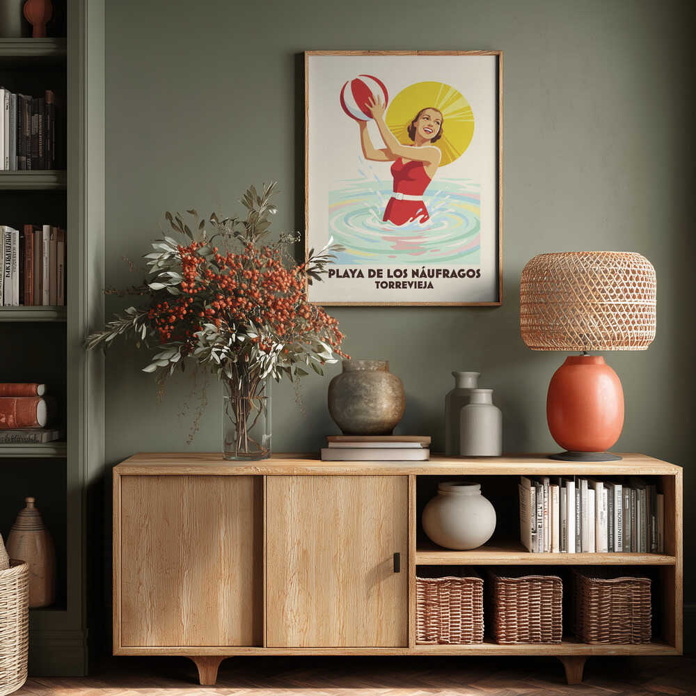 Retro Beach Ball Fun Poster