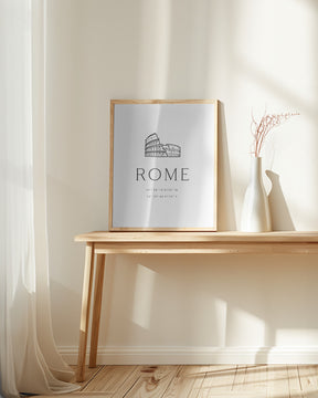 Rome coordinates with Colosseum sketch Poster