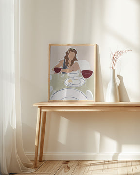 Woman Dining In a Restaurant Print By Ivy Green Illustrations Poster