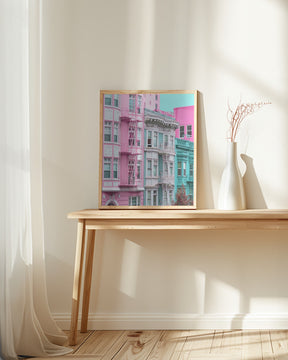 Pink and Blue Row Houses in San Francisco