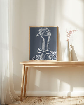 Ostrich with bow tie Poster