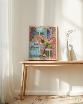 Travel poster woman in Saint-Tropez, France Poster