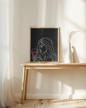 Woman and Wine On Black 4 Poster