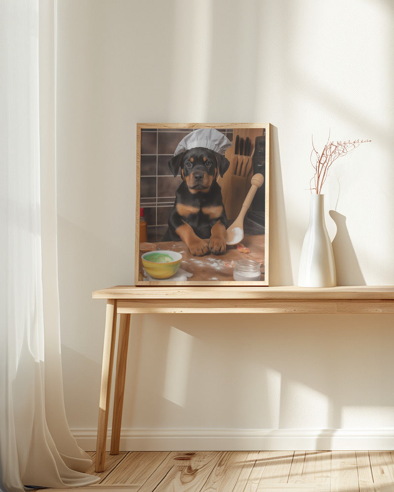 Rottweiler Puppy Chef Poster