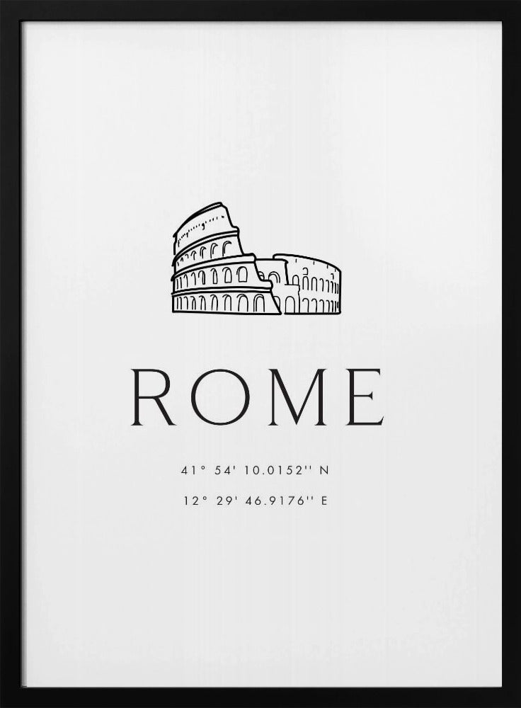 Rome coordinates with Colosseum sketch Poster