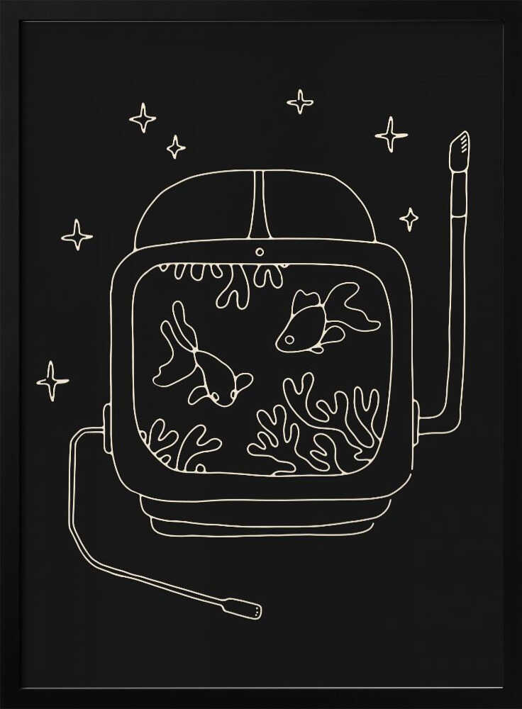 Astronaut and Fishes Poster