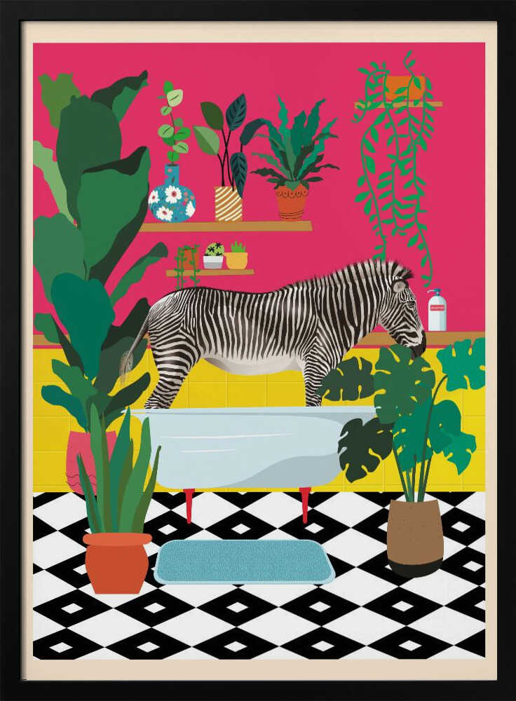 Zebra Bathtime Poster