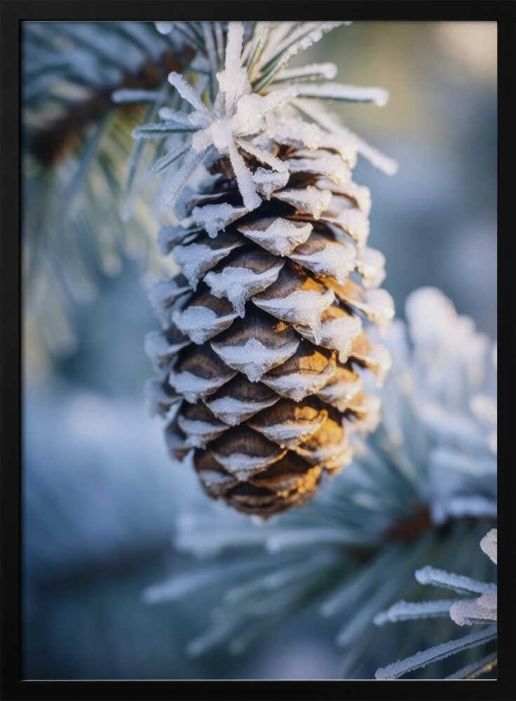 Frosty Pinecone Burst Poster
